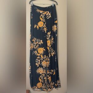 Zara | Women’s Blue and Yellow Floral Pants Size Medium